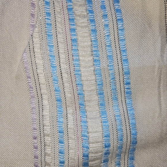 Elan Smocked High Waist Cream and Blue Striped Faux Wrap Coverup Shorts - Picture 4 of 11